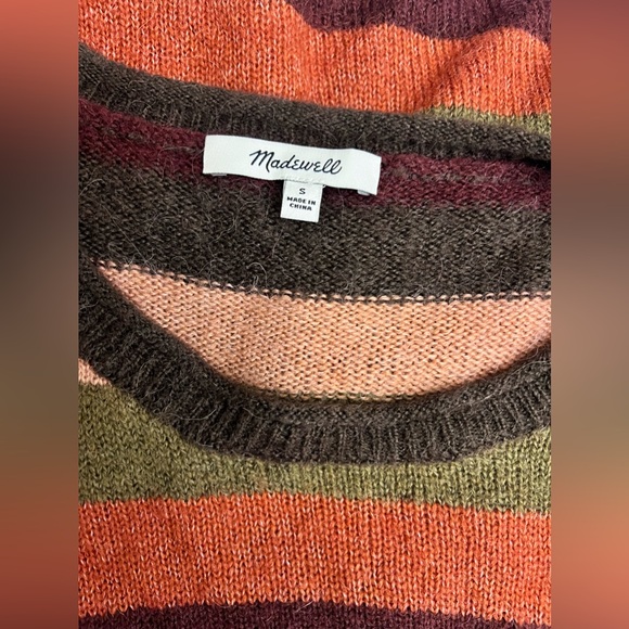 Madewell Chelsea Pocket Pullover Sweater in Multi-Stripe Long Sleeve Size Small - Picture 6 of 6